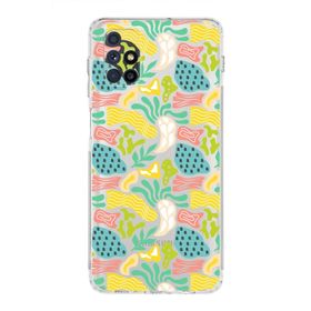 Printify Samsung Galaxy M51 Uyumlu Kamera Korumalı Kapak Memphis Desen Tasarımlı Şeffaf Cep Telefonu Kılıfı