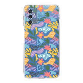 Printify Samsung Galaxy M52 İle Uyumlu 1mm Kapak Memphis Desen Tasarımlı Şeffaf Silikon Cep Telefonu Kılıfı