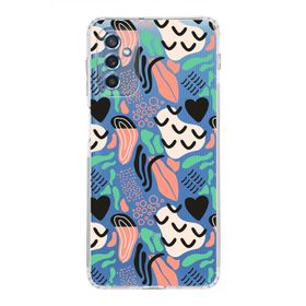 Printify Samsung Galaxy M52 İle Uyumlu 1mm Kapak Memphis Desen Tasarımlı Şeffaf Silikon Cep Telefonu Kılıfı
