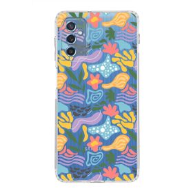 Printify Samsung Galaxy M52 İle Uyumlu 1mm Kapak Memphis Desen Tasarımlı Şeffaf Silikon Cep Telefonu Kılıfı