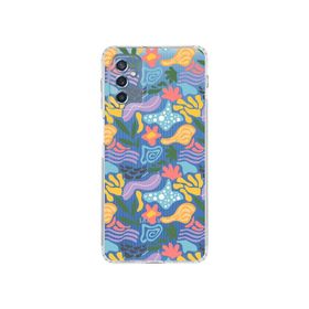 Printify Samsung Galaxy M52 İle Uyumlu 1mm Kapak Memphis Desen Tasarımlı Şeffaf Silikon Cep Telefonu Kılıfı