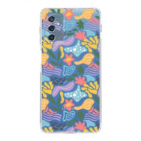 Printify Samsung Galaxy M52 Uyumlu Kamera Korumalı Kapak Memphis Desen Tasarımlı Şeffaf Cep Telefonu Kılıfı