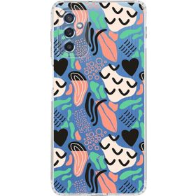 Printify Samsung Galaxy M52 Uyumlu Kamera Korumalı Kapak Memphis Desen Tasarımlı Şeffaf Cep Telefonu Kılıfı