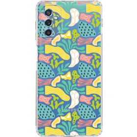 Printify Samsung Galaxy M52 Uyumlu Kamera Korumalı Kapak Memphis Desen Tasarımlı Şeffaf Cep Telefonu Kılıfı