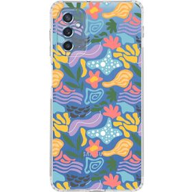 Printify Samsung Galaxy M52 Uyumlu Kamera Korumalı Kapak Memphis Desen Tasarımlı Şeffaf Cep Telefonu Kılıfı