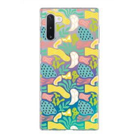 Printify Samsung Galaxy Note 10 İle Uyumlu 1mm Kapak Memphis Desen Tasarımlı Şeffaf Silikon Cep Telefonu Kılıfı