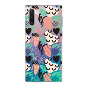 Printify Samsung Galaxy Note 10 İle Uyumlu 1mm Kapak Memphis Desen Tasarımlı Şeffaf Silikon Cep Telefonu Kılıfı