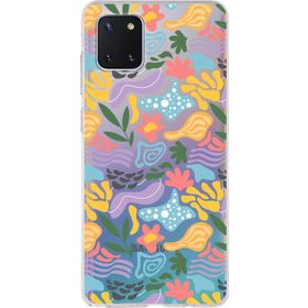 Printify Samsung Galaxy Note 10 Lite İle Uyumlu 1mm Kapak Memphis Desen Tasarımlı Şeffaf Silikon Cep Telefonu Kılıfı