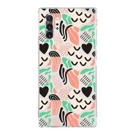 Printify Samsung Galaxy Note 10 Plus Uyumlu Kamera Korumalı Kapak Memphis Desen Tasarımlı Şeffaf Cep Telefonu Kılıfı
