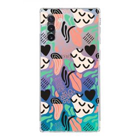 Printify Samsung Galaxy Note 10 Uyumlu Kamera Korumalı Kapak Memphis Desen Tasarımlı Şeffaf Cep Telefonu Kılıfı