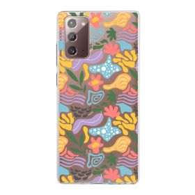 Printify Samsung Galaxy Note 20 İle Uyumlu 1mm Kapak Memphis Desen Tasarımlı Şeffaf Silikon Cep Telefonu Kılıfı