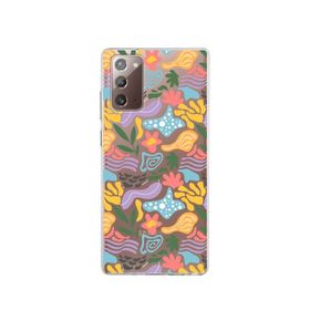Printify Samsung Galaxy Note 20 İle Uyumlu 1mm Kapak Memphis Desen Tasarımlı Şeffaf Silikon Cep Telefonu Kılıfı