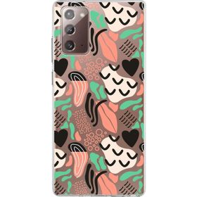 Printify Samsung Galaxy Note 20 İle Uyumlu 1mm Kapak Memphis Desen Tasarımlı Şeffaf Silikon Cep Telefonu Kılıfı