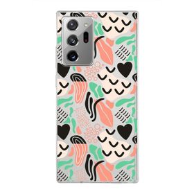 Printify Samsung Galaxy Note 20 Ultra İle Uyumlu 1mm Kapak Memphis Desen Tasarımlı Şeffaf Silikon Cep Telefonu Kılıfı