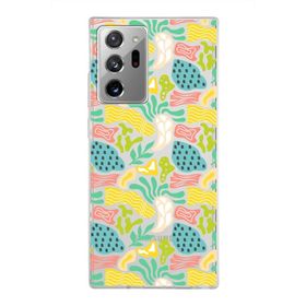 Printify Samsung Galaxy Note 20 Ultra İle Uyumlu 1mm Kapak Memphis Desen Tasarımlı Şeffaf Silikon Cep Telefonu Kılıfı