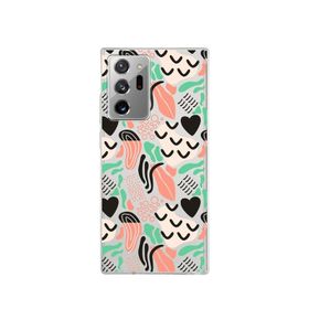 Printify Samsung Galaxy Note 20 Ultra İle Uyumlu 1mm Kapak Memphis Desen Tasarımlı Şeffaf Silikon Cep Telefonu Kılıfı