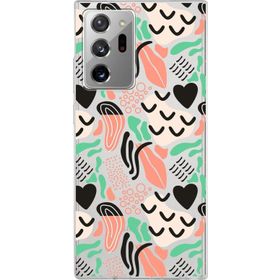 Printify Samsung Galaxy Note 20 Ultra İle Uyumlu 1mm Kapak Memphis Desen Tasarımlı Şeffaf Silikon Cep Telefonu Kılıfı