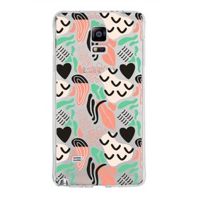 Printify Samsung Galaxy Note 4 İle Uyumlu 1mm Kapak Memphis Desen Tasarımlı Şeffaf Silikon Cep Telefonu Kılıfı