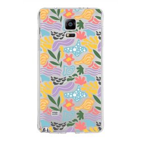 Printify Samsung Galaxy Note 4 İle Uyumlu 1mm Kapak Memphis Desen Tasarımlı Şeffaf Silikon Cep Telefonu Kılıfı