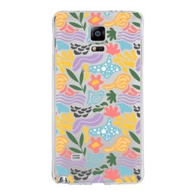 Printify Samsung Galaxy Note 4 İle Uyumlu 1mm Kapak Memphis Desen Tasarımlı Şeffaf Silikon Cep Telefonu Kılıfı