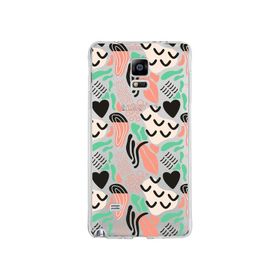 Printify Samsung Galaxy Note 4 İle Uyumlu 1mm Kapak Memphis Desen Tasarımlı Şeffaf Silikon Cep Telefonu Kılıfı