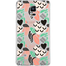 Printify Samsung Galaxy Note 4 İle Uyumlu 1mm Kapak Memphis Desen Tasarımlı Şeffaf Silikon Cep Telefonu Kılıfı
