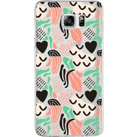 Printify Samsung Galaxy Note 5 İle Uyumlu 1mm Kapak Memphis Desen Tasarımlı Şeffaf Silikon Cep Telefonu Kılıfı