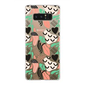 Printify Samsung Galaxy Note 8 İle Uyumlu 1mm Kapak Memphis Desen Tasarımlı Şeffaf Silikon Cep Telefonu Kılıfı