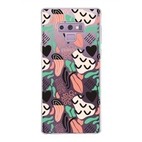 Printify Samsung Galaxy Note 9 İle Uyumlu 1mm Kapak Memphis Desen Tasarımlı Şeffaf Silikon Cep Telefonu Kılıfı