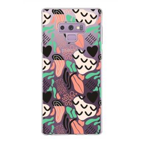 Printify Samsung Galaxy Note 9 İle Uyumlu 1mm Kapak Memphis Desen Tasarımlı Şeffaf Silikon Cep Telefonu Kılıfı