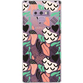 Printify Samsung Galaxy Note 9 İle Uyumlu 1mm Kapak Memphis Desen Tasarımlı Şeffaf Silikon Cep Telefonu Kılıfı
