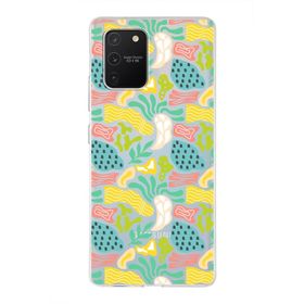 Printify Samsung Galaxy S10 İle Uyumlu 1mm Kapak Memphis Desen Tasarımlı Şeffaf Silikon Cep Telefonu Kılıfı