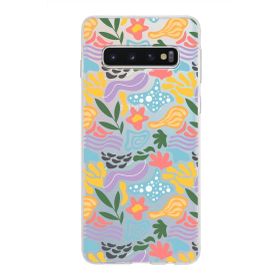 Printify Samsung Galaxy S10 İle Uyumlu 1mm Kapak Memphis Desen Tasarımlı Şeffaf Silikon Cep Telefonu Kılıfı