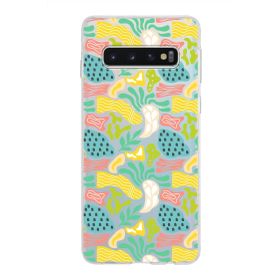 Printify Samsung Galaxy S10 İle Uyumlu 1mm Kapak Memphis Desen Tasarımlı Şeffaf Silikon Cep Telefonu Kılıfı