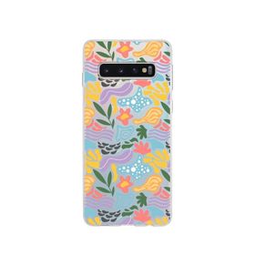 Printify Samsung Galaxy S10 İle Uyumlu 1mm Kapak Memphis Desen Tasarımlı Şeffaf Silikon Cep Telefonu Kılıfı