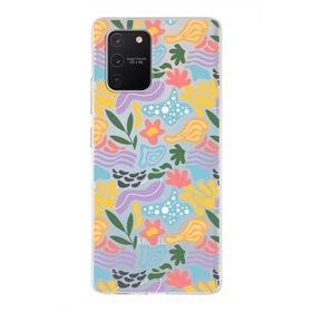 Printify Samsung Galaxy S10 Lite İle Uyumlu 1mm Kapak Memphis Desen Tasarımlı Şeffaf Silikon Cep Telefonu Kılıfı