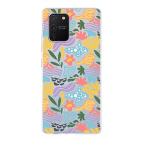 Printify Samsung Galaxy S10 Lite İle Uyumlu 1mm Kapak Memphis Desen Tasarımlı Şeffaf Silikon Cep Telefonu Kılıfı