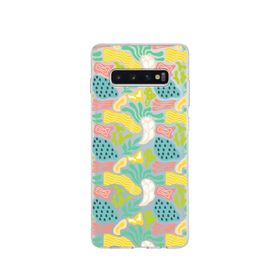 Printify Samsung Galaxy S10 Lite İle Uyumlu 1mm Kapak Memphis Desen Tasarımlı Şeffaf Silikon Cep Telefonu Kılıfı