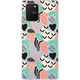 Printify Samsung Galaxy S10 Lite İle Uyumlu 1mm Kapak Memphis Desen Tasarımlı Şeffaf Silikon Cep Telefonu Kılıfı