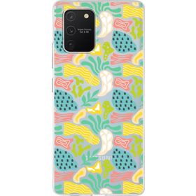 Printify Samsung Galaxy S10 Lite İle Uyumlu 1mm Kapak Memphis Desen Tasarımlı Şeffaf Silikon Cep Telefonu Kılıfı