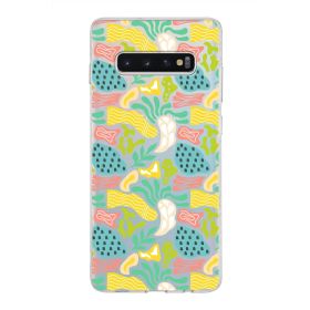 Printify Samsung Galaxy S10 Plus İle Uyumlu 1mm Kapak Memphis Desen Tasarımlı Şeffaf Silikon Cep Telefonu Kılıfı