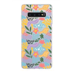 Printify Samsung Galaxy S10 Plus İle Uyumlu 1mm Kapak Memphis Desen Tasarımlı Şeffaf Silikon Cep Telefonu Kılıfı