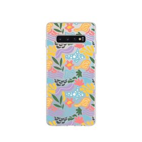 Printify Samsung Galaxy S10 Plus İle Uyumlu 1mm Kapak Memphis Desen Tasarımlı Şeffaf Silikon Cep Telefonu Kılıfı