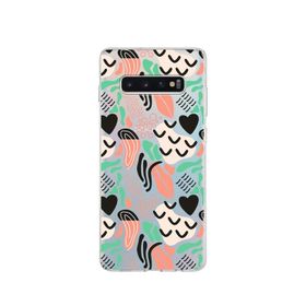 Printify Samsung Galaxy S10 Plus İle Uyumlu 1mm Kapak Memphis Desen Tasarımlı Şeffaf Silikon Cep Telefonu Kılıfı