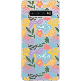 Printify Samsung Galaxy S10 Plus İle Uyumlu 1mm Kapak Memphis Desen Tasarımlı Şeffaf Silikon Cep Telefonu Kılıfı