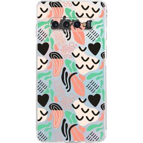 Printify Samsung Galaxy S10 Uyumlu Kamera Korumalı Kapak Memphis Desen Tasarımlı Şeffaf Cep Telefonu Kılıfı