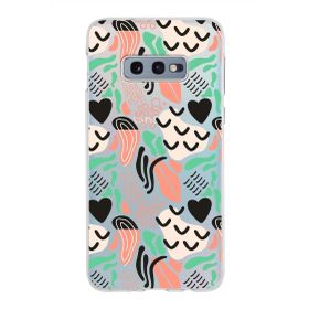 Printify Samsung Galaxy S10e İle Uyumlu 1mm Kapak Memphis Desen Tasarımlı Şeffaf Silikon Cep Telefonu Kılıfı