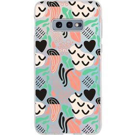 Printify Samsung Galaxy S10e İle Uyumlu 1mm Kapak Memphis Desen Tasarımlı Şeffaf Silikon Cep Telefonu Kılıfı