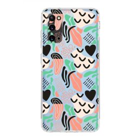 Printify Samsung Galaxy S20 İle Uyumlu 1mm Kapak Memphis Desen Tasarımlı Şeffaf Silikon Cep Telefonu Kılıfı
