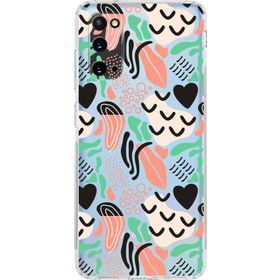 Printify Samsung Galaxy S20 İle Uyumlu 1mm Kapak Memphis Desen Tasarımlı Şeffaf Silikon Cep Telefonu Kılıfı